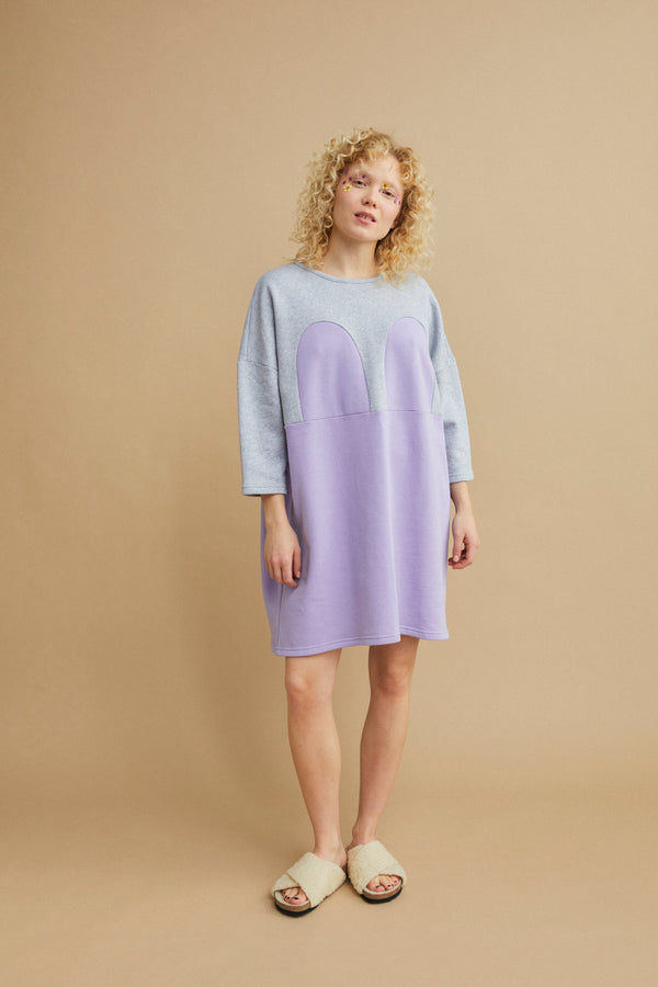 R/H Mickey Square Dress, Lavendel / Light Grey